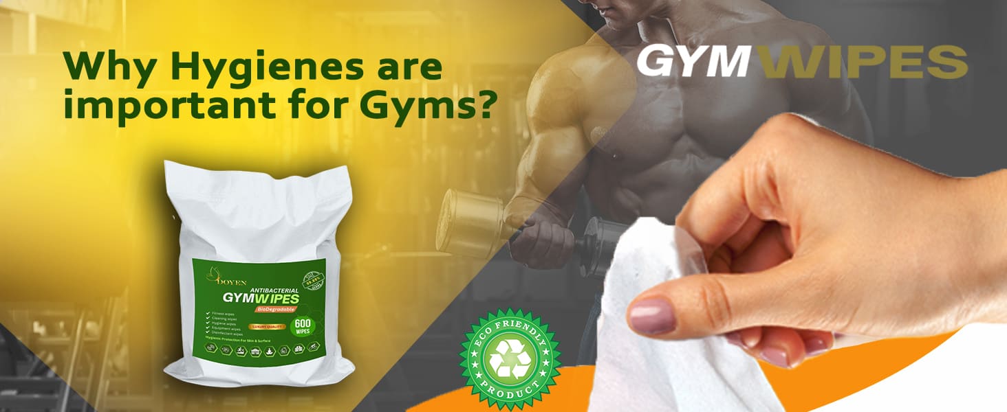 Hygiene in gyms and wellness centers with Doyen gym wipes.