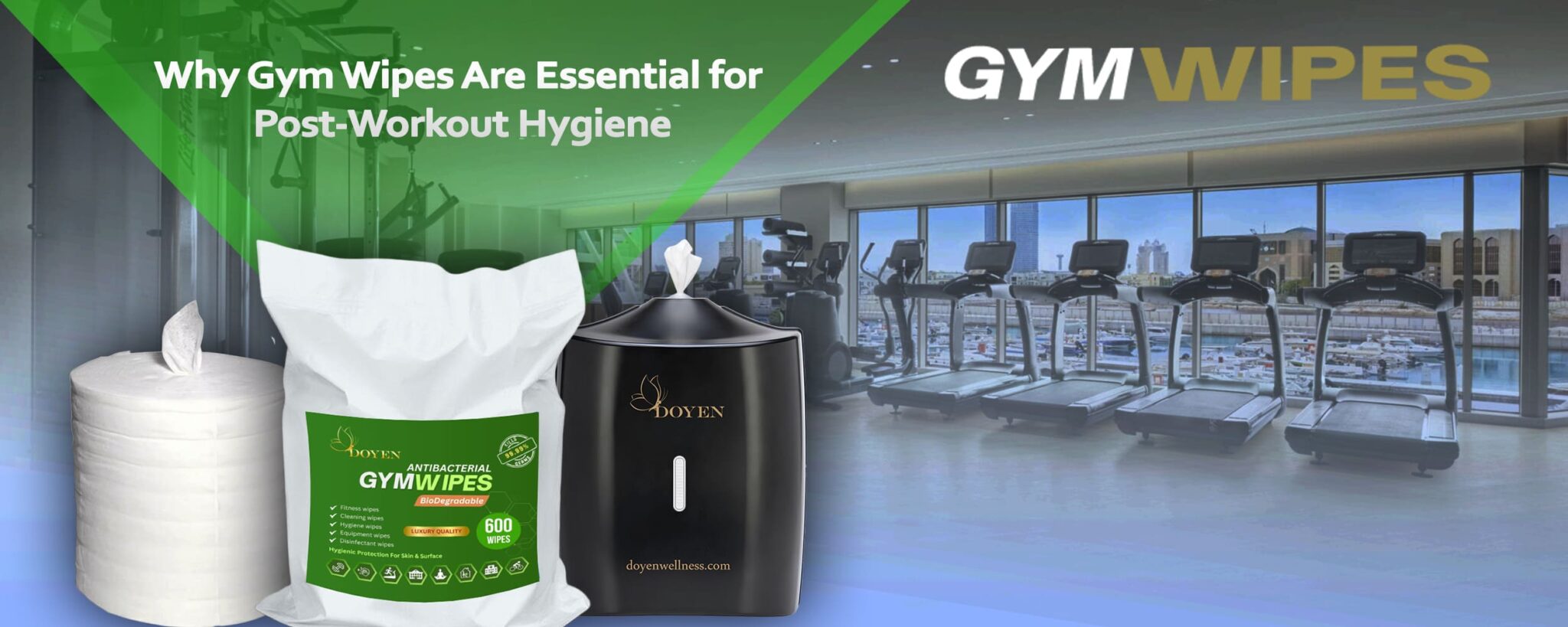 Biodegradable Doyen Gym Wipes for gyms and fitness centers in UAE