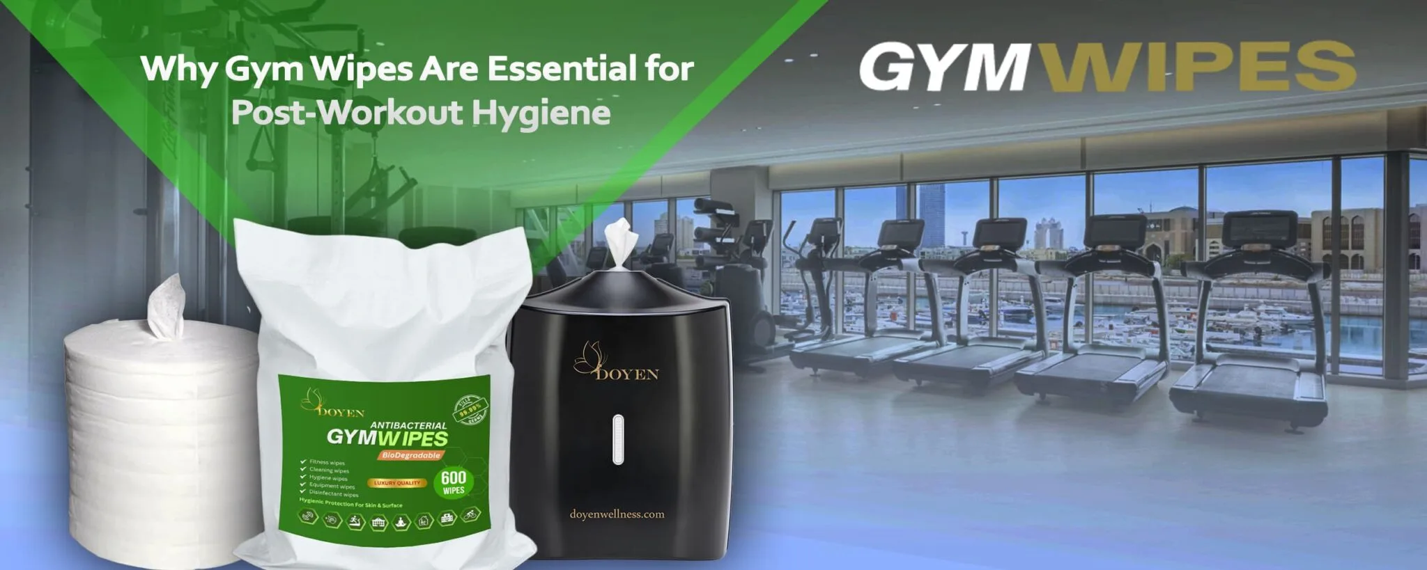 Biodegradable Doyen Gym Wipes for gyms and fitness centers in UAE