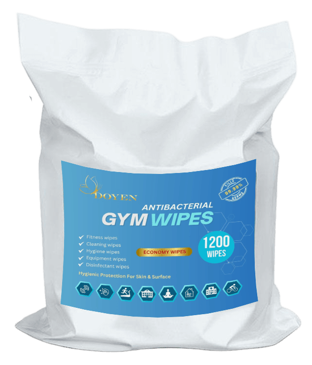 Economy Gym Wipes for Gyms and Fitness Centers – Antibacterial, Alcohol-Free Cleaning by Doyen Wellness UAE 🏷️ Image Title Doyen Economy Gym Wipes | Affordable Antibacterial Cleaning Wipes for Gyms – UAE, GCC & Africa Supplier 💬 Image Caption Doyen Economy Gym Wipes deliver antibacterial, alcohol-free surface cleani